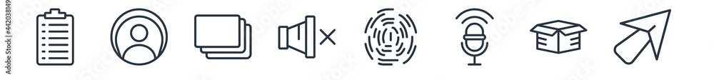 linear set of user interface outline icons. line vector icons such as ...