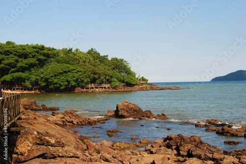Beautiful beach with crystal clear and calm waters. Beautiful sunny day.