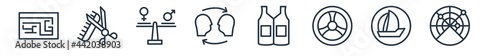 linear set of people skills outline icons. line vector icons such as maze, barber, equality, empathy, safety vesty, radar detection vector illustration.
