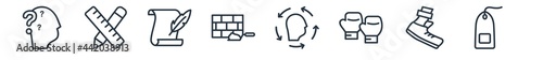 linear set of people skills outline icons. line vector icons such as doubt, interior de, writer, builder, sensitivity, rescue tube vector illustration.