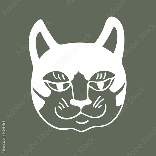 Vector image of an japanese theatrical cat mask on gray background