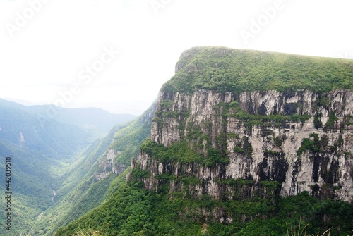 Beautiful landscape in canyon with stunning green view in Rio Grande do Sul, Brazil. mountain weather