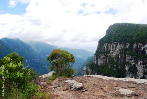 Beautiful landscape in canyon with stunning green view in Rio Grande do Sul, Brazil. mountain weather