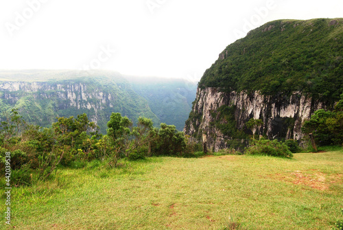 Beautiful landscape in canyon with stunning green view in Rio Grande do Sul, Brazil. mountain weather