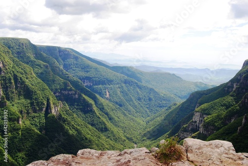 Beautiful landscape in canyon with stunning green view in Rio Grande do Sul, Brazil. mountain weather