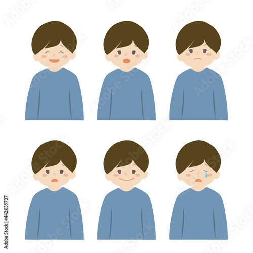 さまざまな表情の男の子