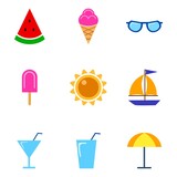 colorful summer icon design. design for application and web templates.