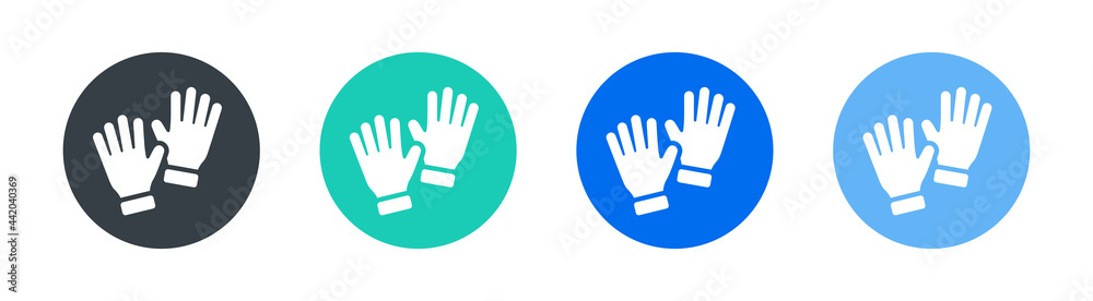 Winter gloves or construction work gloves icon. Hand sign Winter gloves or construction work gloves icon. Hand sign