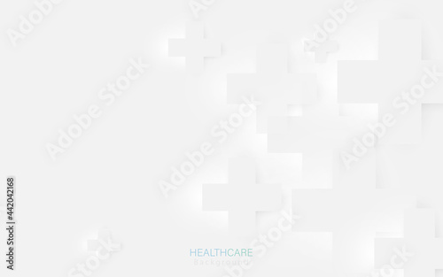 Abstract white geometric medical cross shape medicine and science concept background. Vector illustration