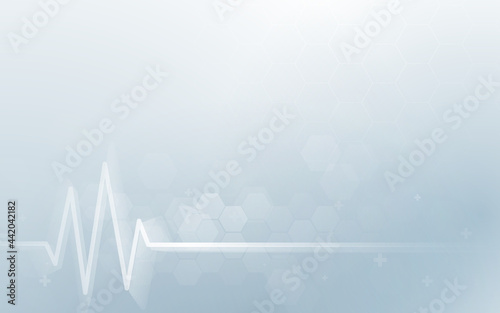 Heart beats cardiogram. Abstract Geometric hexagon shape with medicine and science concept background. Vector illustration