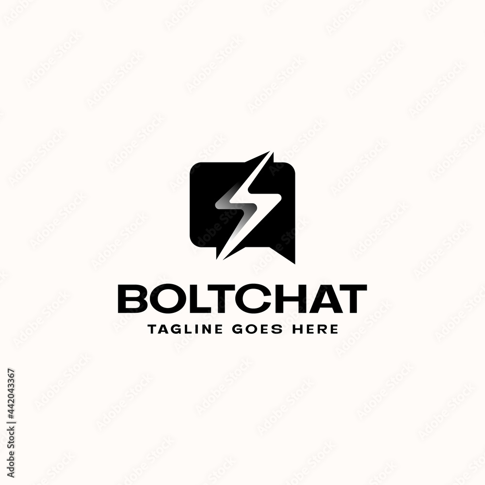 Bubble Chat Bolt Lightning Logo Template Vector Logo Isolated in White Background Bubble Chat Bolt Lightning Logo Template Vector Logo Isolated in White Background