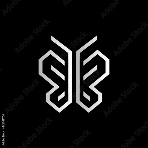 bb butterfly techno logo design vector icon symbol