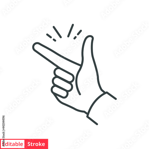 easy icon, finger snapping line sign - editable stroke vector illustration eps10