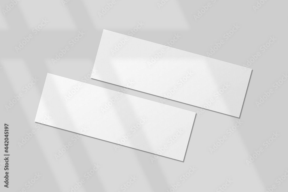 Realistic blank event ticket for mockup. Voucher or coupon illustration. 3D Render. Realistic blank event ticket for mockup. Voucher or coupon illustration. 3D Render.