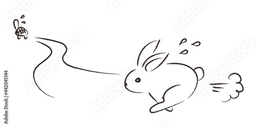 ウサギとカメのイラスト