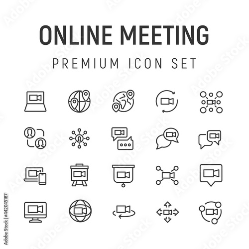 Premium pack of online meeting line icons.