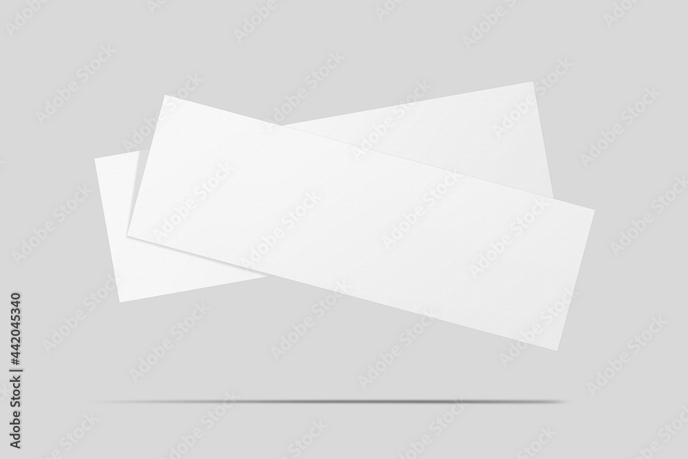 Realistic blank event ticket for mockup. Voucher or coupon illustration. 3D Render. Realistic blank event ticket for mockup. Voucher or coupon illustration. 3D Render.