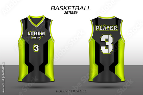 Basketball jersey design template. Uniform front and back. Sports jersey vector.