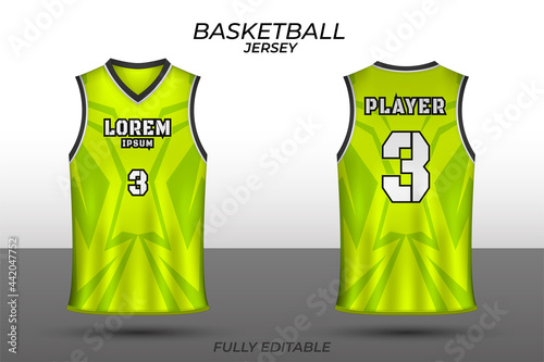 Basketball jersey design template. Uniform front and back. Sports jersey vector.