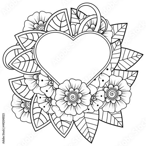 Mehndi flower decorative ornament in ethnic oriental style. doodle ornament. outline hand draw illustration. coloring book page.