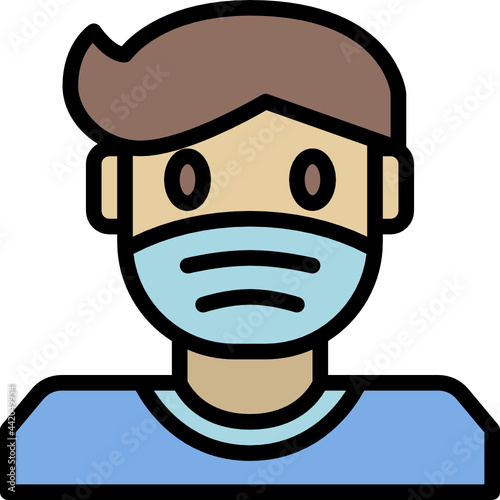 face mask color outline icon