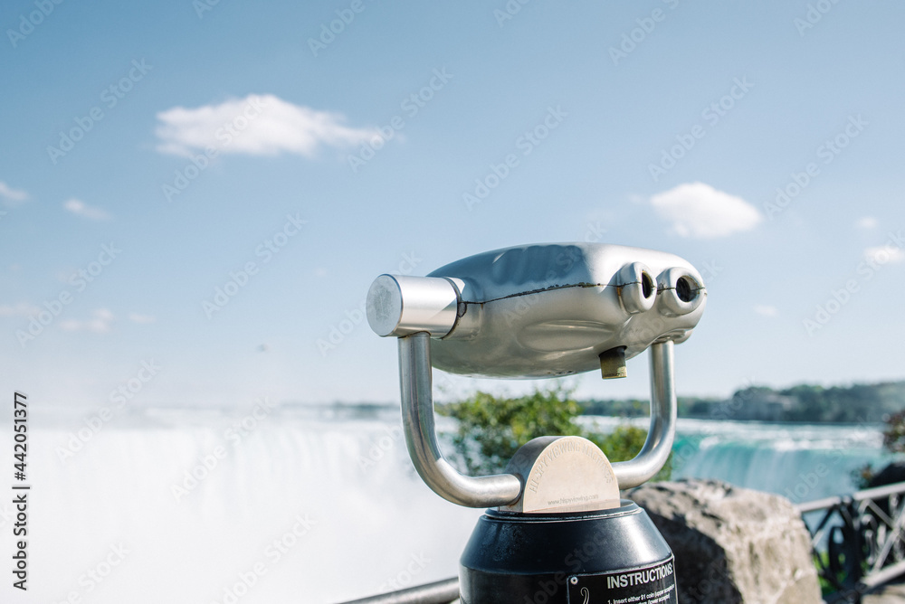 Tourist binocular viewer in Niagara Falls from the Canadian side