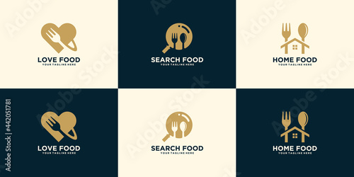 collection of creative logos for food search, food orders and ready meals
