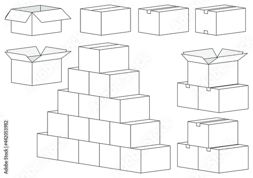 段ボールのイラストセット