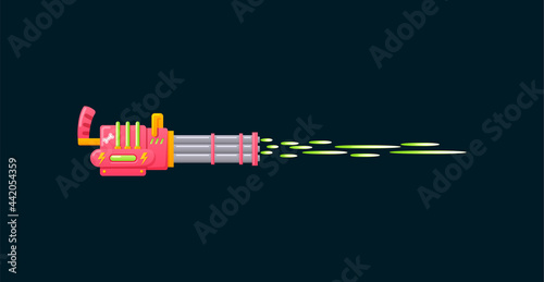 Space gun blaster with laser ray futuristic weapon or kids toy isolated on black