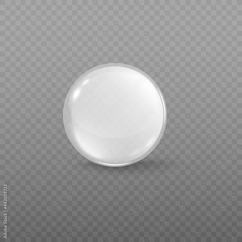 Crystal ball or bead of cloudy glass, realistic vector illustration isolated. Crystal ball or bead of cloudy glass, realistic vector illustration isolated.