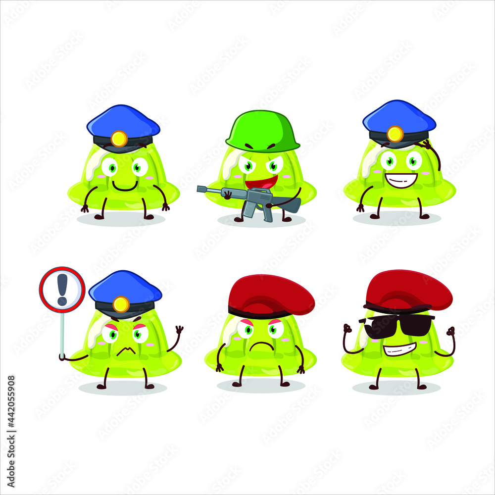 Obraz premium A dedicated Police officer of green pudding mascot design style. Vector illustration