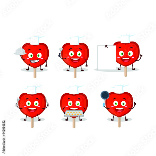 Cartoon character of lolipop love with various chef emoticons. Vector illustration