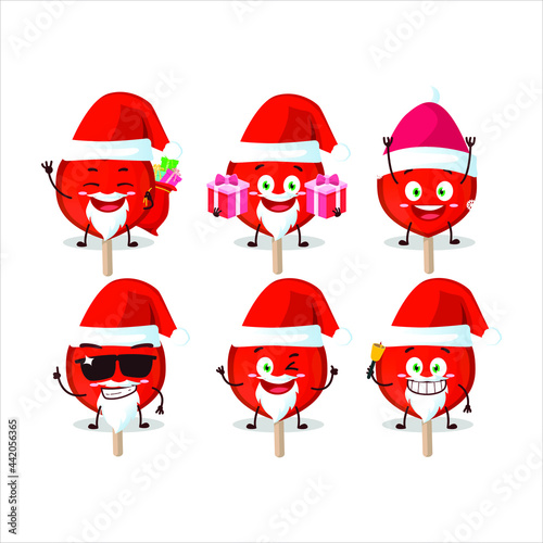 Santa Claus emoticons with lolipop love cartoon character. Vector illustration