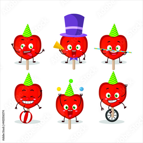 Cartoon character of lolipop love with various circus shows. Vector illustration