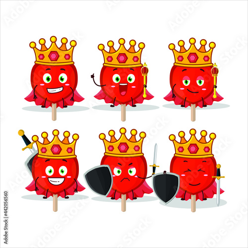 A Charismatic King lolipop love cartoon character wearing a gold crown. Vector illustration
