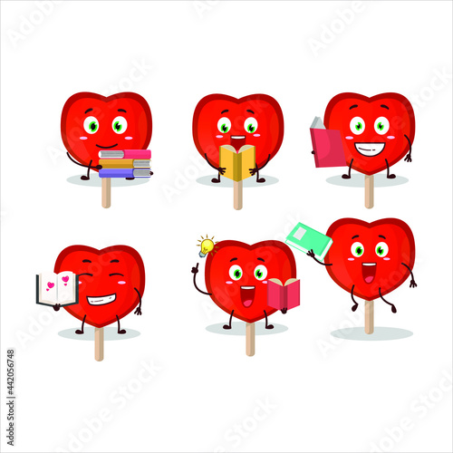 A picture of lolipop love cartoon character concept reading an amusing book. Vector illustration