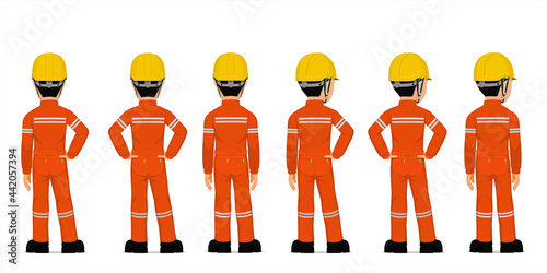 Set of industrial worker on white background