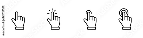 Hand Cursor icon set, Hand Click icon, Hand Touch icon vector illustration