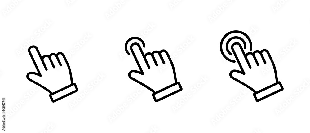 Hand Cursor icon set, Hand Click icon, Hand Touch icon vector illustration Hand Cursor icon set, Hand Click icon, Hand Touch icon vector illustration