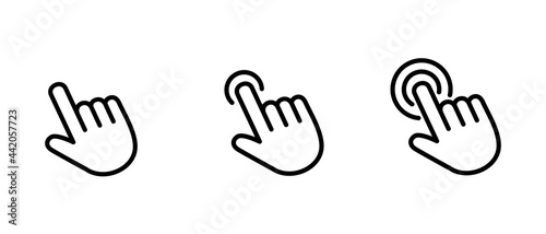 Hand Cursor icon set, Hand Click icon, Hand Touch icon vector illustration