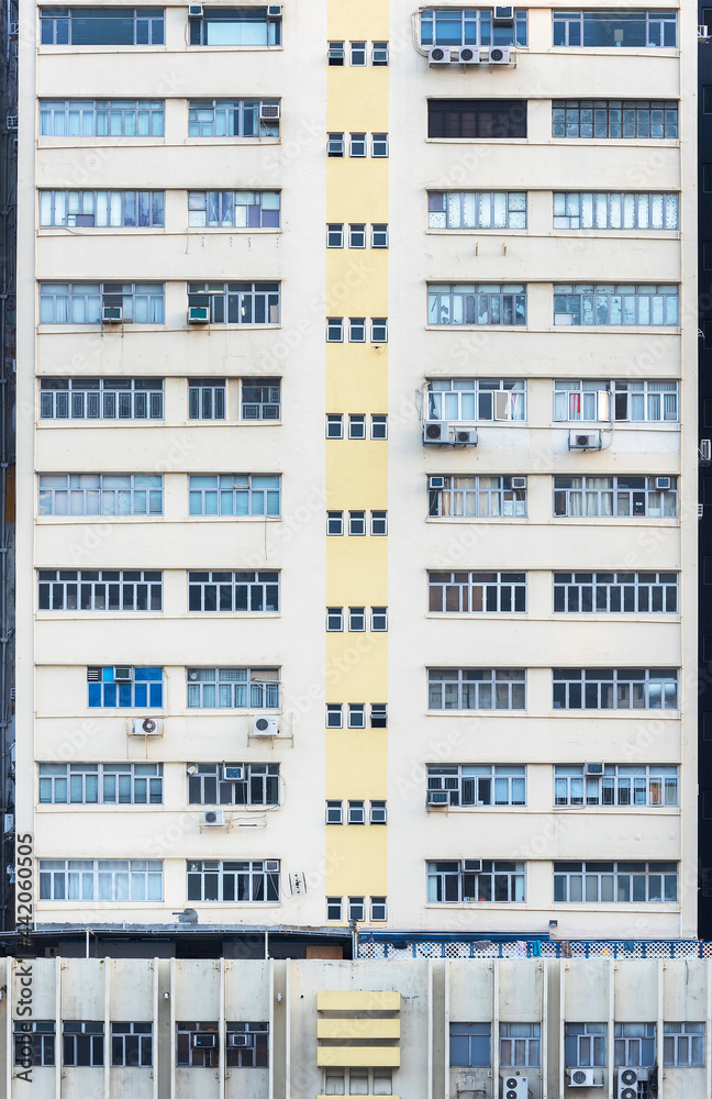 Facade of industrial buildings in Hong Kong city Facade of industrial buildings in Hong Kong city