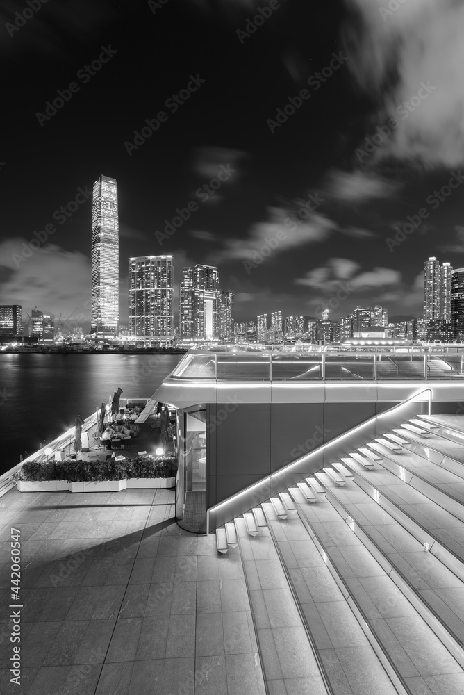 Night scenery of skyline of downtown of Hong Kong city