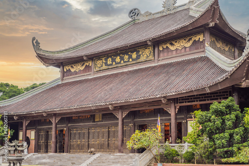 Temple tower of Bai Dinh pagoda in Ninh Binh, Vietnam photo