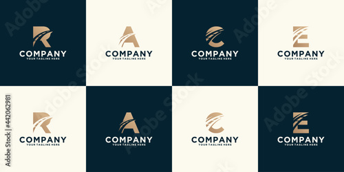 collection of logo monogram initials with transportation road design templates