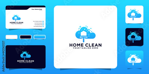 home hygiene logo with cleaning concept and cloud template and business card design