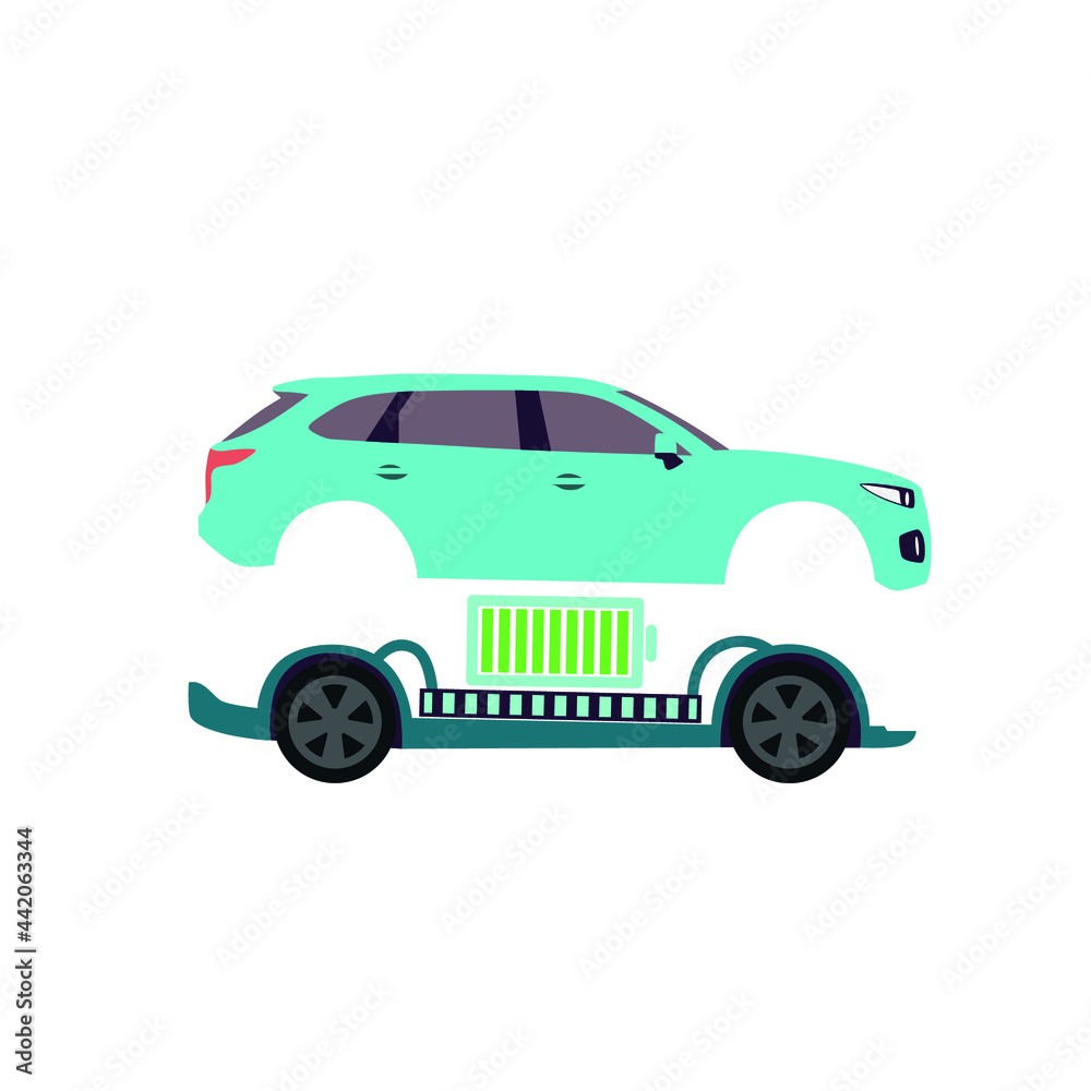 Electric car battery flat design vector concept