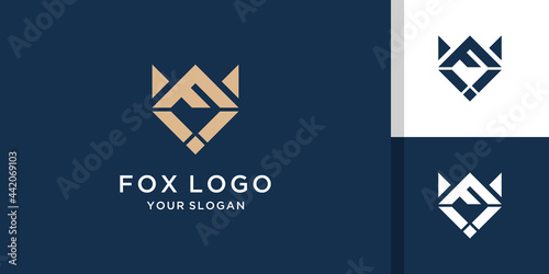 Abstract letter f fox logo template
