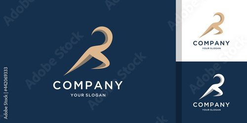 Monogram letter r run logo template