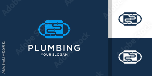 Letter ss plumbing logo template