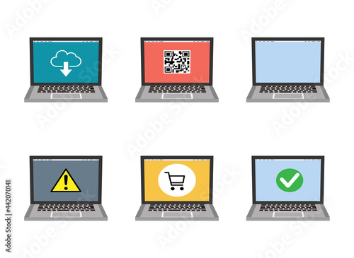 Laptop computers set - 6 different types screen